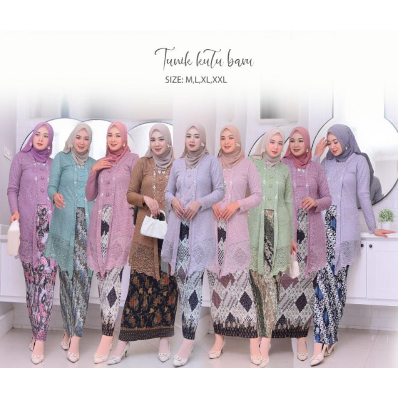kebaya kutu baru aesthetic moderen kekinian/kebaya kutu baru wisuda bahan brokat malika plus payet/k