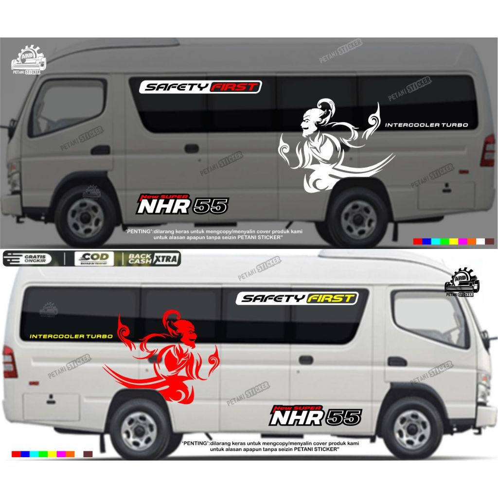 STIKER MOBIL TRAVEL ELF LONG ELF SHORT UNIVERSAL MOTIF WAYANG TERBARU PETANI STICKER