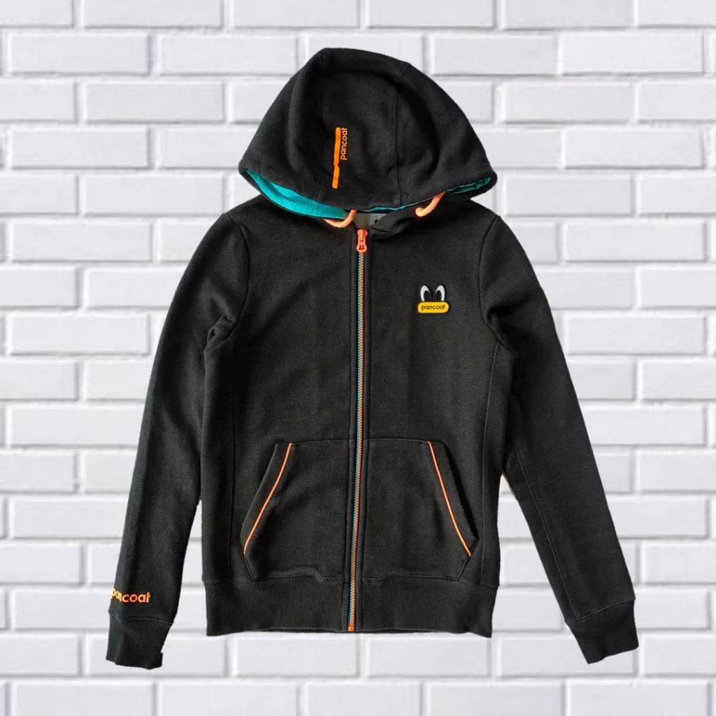 ZIPHOODIE PANCOAT, SIZE XS FIT S (SECOND BRANDED) ABU GELAP, HD0040