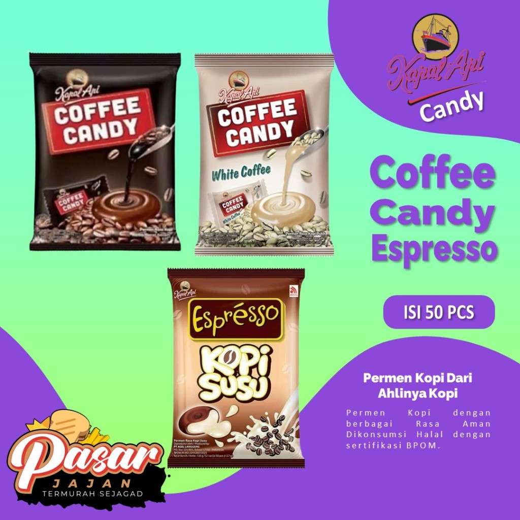 

Kapal Api Candy Permen Kopi/ Coffee Candy/ Kopi Susu/ White Coffee/ Permen Espesso Isi 50 Termurah