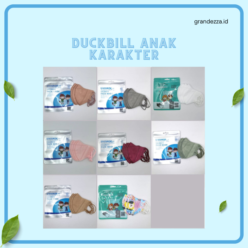 Masker Anak Duckbill 50Pcs | Masker Duckbill | Masker Duckbill 50 Pcs Warna Warni | Motif