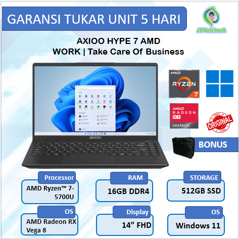 Laptop Axioo Hype 7 Ryzen 7 5700U 16GB 512SSD Win11 14.0"FHD Grey -23MR7