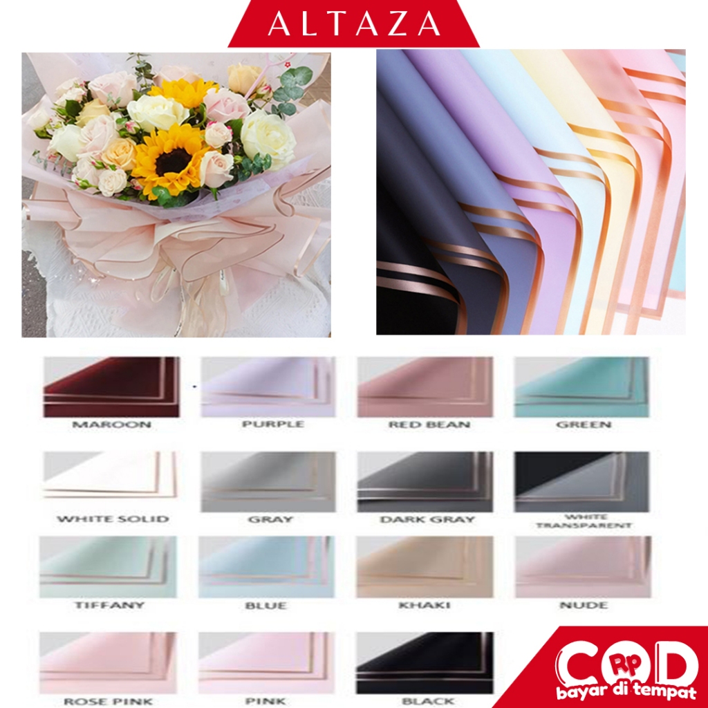 

ALTAZA (1PACK) 20 Lembar Kertas Buket Bunga Flower Wrapping Flower Paper List Gold Cellophane Florist KB10 / KB12 / KB05