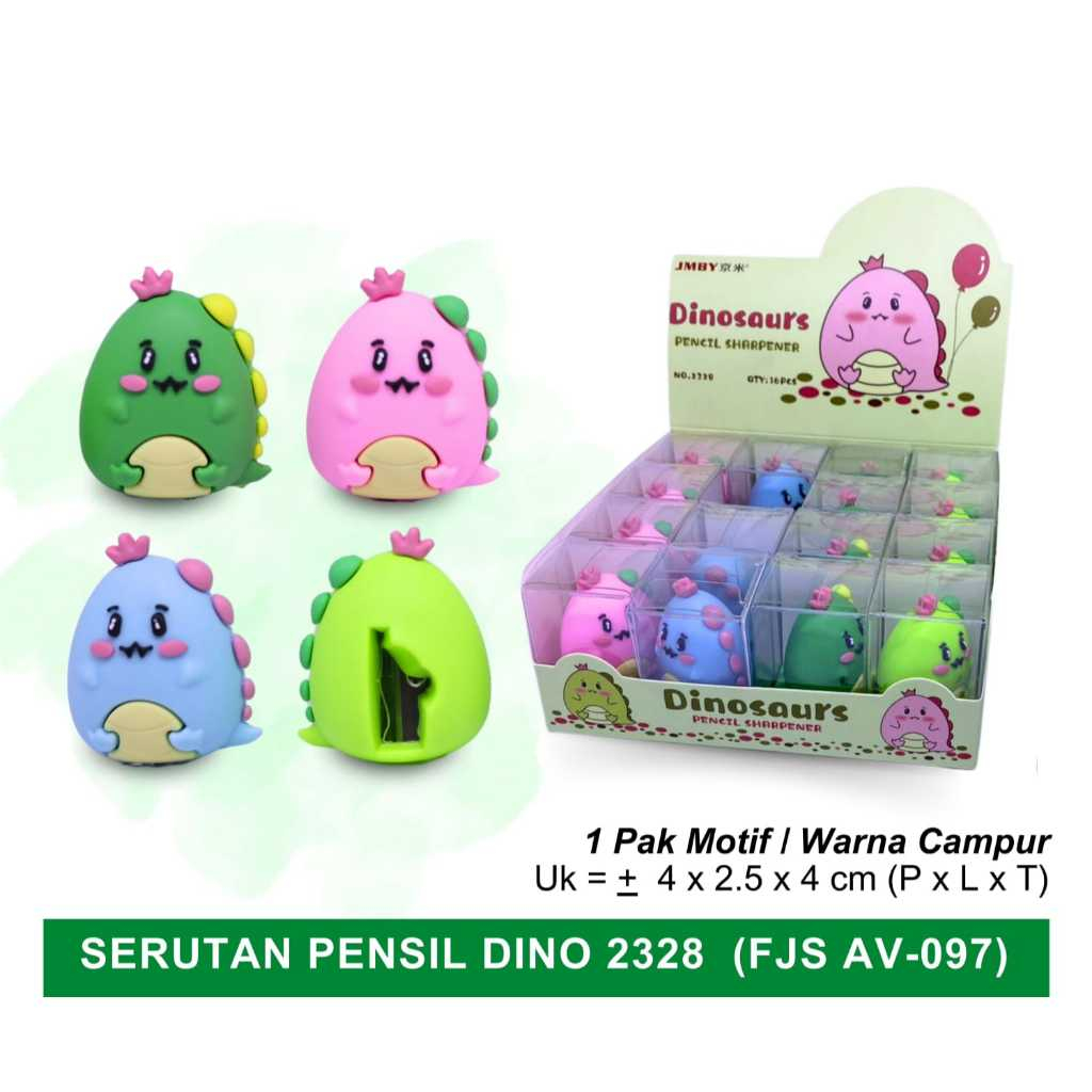 

Serutan Rautan Pensil Sharpener Motif Fancy Baby Dino/ Orotan Pensil Anak 1 Lubang Bentuk Dinosaurus 1Pcs