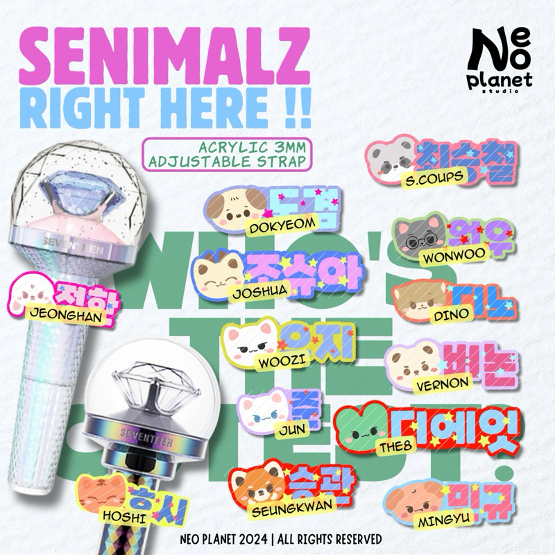 [neoplanet] (READY STOCK) SENIMALZ SERIES LIGHTSTICK CHARM NAME TAG KEYCHAIN SEVENTEEN 17 SVT RH KON