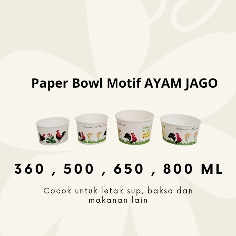 PAPER BOWL MOTIF AYAM 1 PACK ISI 25 PCS | KERTAS BOWL | PAPER RICE BOWL | PAPER BOWL