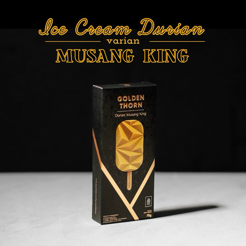 

ICE CREAM DURIAN GOLDEN THORN ASLI 100% DAGING DURIAN