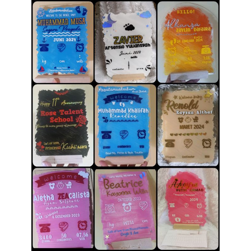 Papan akrilik - baby birth board - kado bayi - baby gift - papan nama bayi