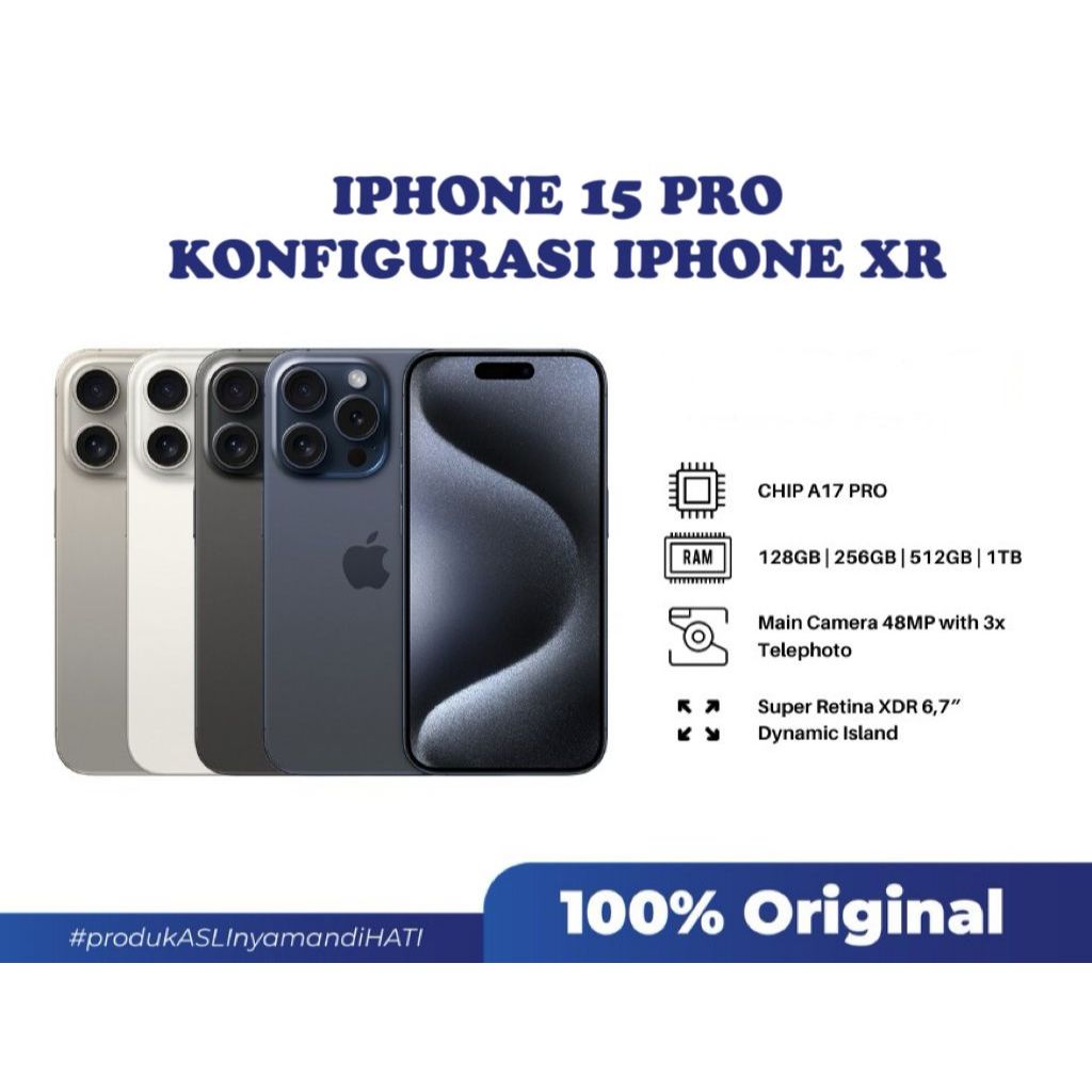 HP Apple iPhone 15 PRO/15 PRO MAX 64/128/256GB Fullset Second 100% Original Ex Internasional