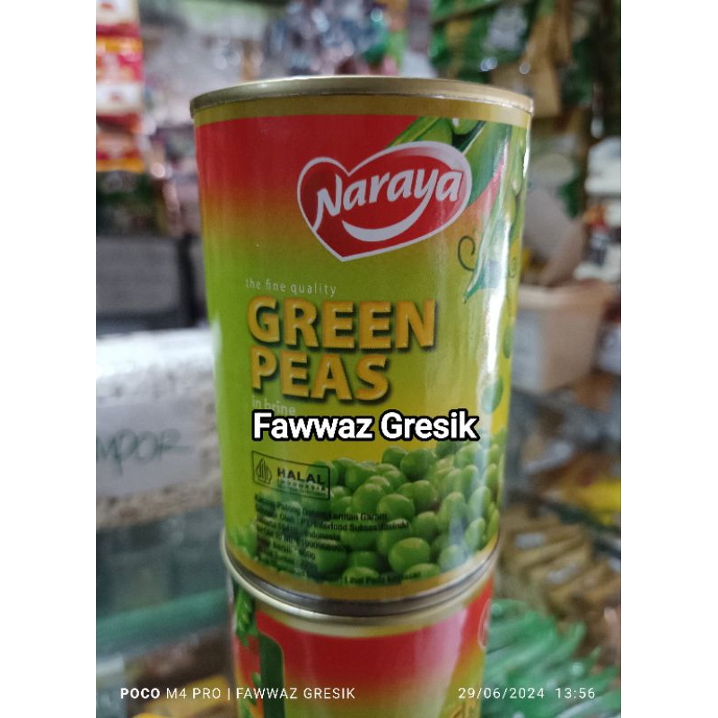 

Kacang Polong Kaleng Naraya / Kacang Kapri / Green Peas 400gr