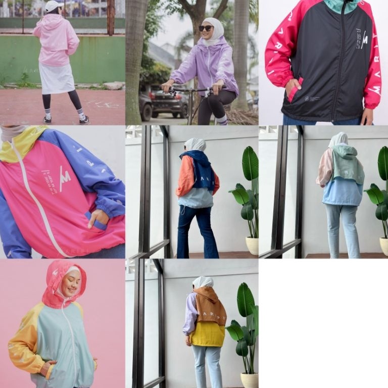 KODE T44Y MARIPI MULTICOLOUR CYCLING JACKET PARASUT FURING STRIMIN JAKET SEPEDA BROWN YELLOW SKYBLUE