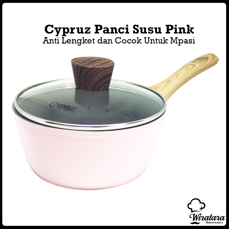 CYPRUZ Panci Keramik Pink Anti Lengket | Saucepan Ceramic Kompor Induksi
