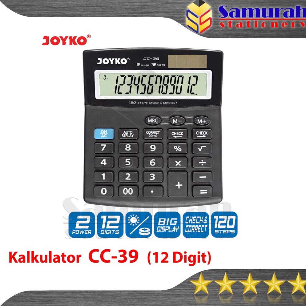 

KODE H3X2 Kalkulator Meja Joyko CC 39 Mesin Hitung CC39 Calculator 12 Digit Check Correct Big Display