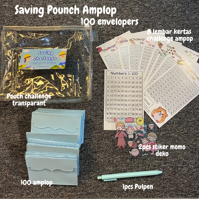 Paket Menabung Pouch Set/ Challenge Tabungan Uang/ Dompet Ziplock Keuangan Set/ Celengan Displin Tar