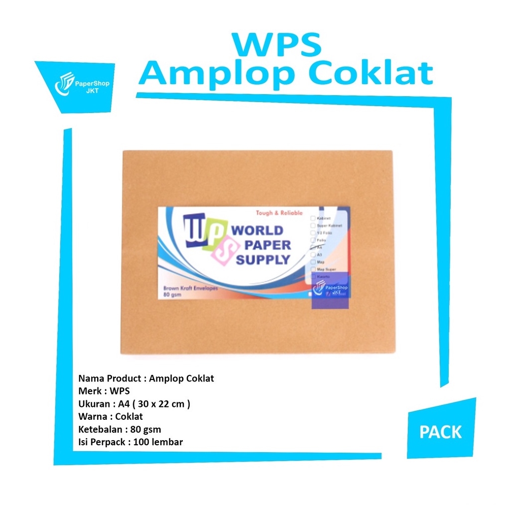 

KODE T4D8 WPS Amplop Coklat Ukuran A4 3 x 22 cm Pack