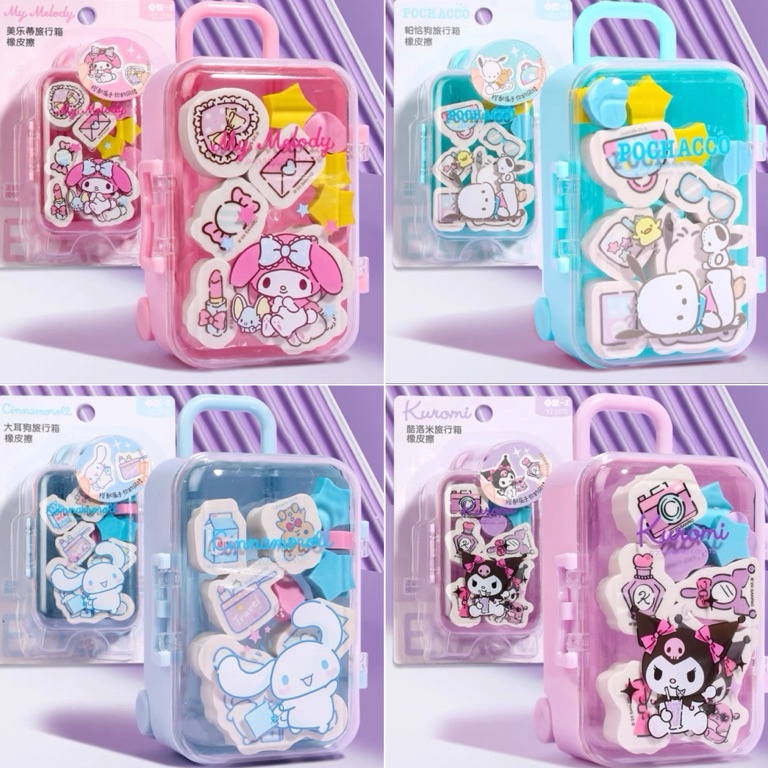 

KODE M8E5 kawaii sanrio eraser set suitcase iigen penghapus imut cinnamorol kuromi