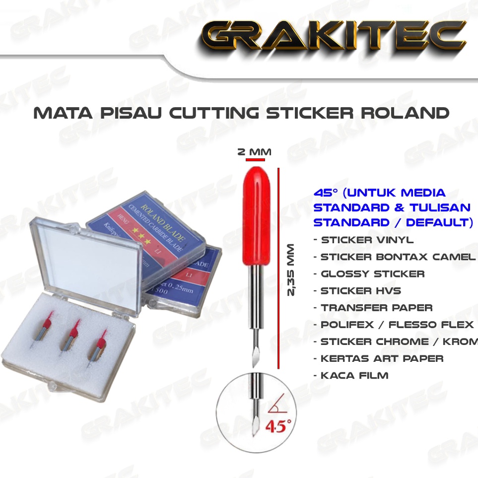 

KODE X5R 3 pcs Blade Jarum Mata Pisau Import Mesin Cutting Sticker untuk Roland Jnka Teneth Rhinotec Redsail Copam Harizo GCC 3 45 6 derajat Grakitec