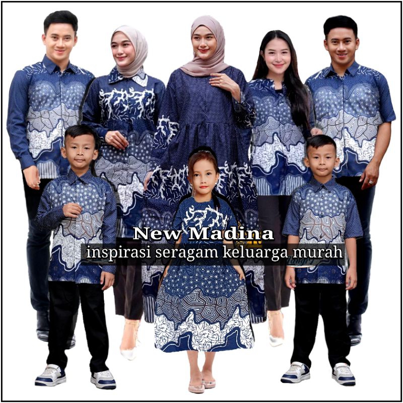 Batik keluarga terbaru batik seragam suami istri dan anak batik navy