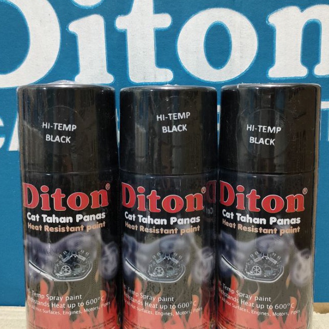 KF7 Pilok Pilox Cat DITON HITEMP Black Anti Panas Tahan Panas Warna Hitam 15cc Cat Semprot Diton 15c