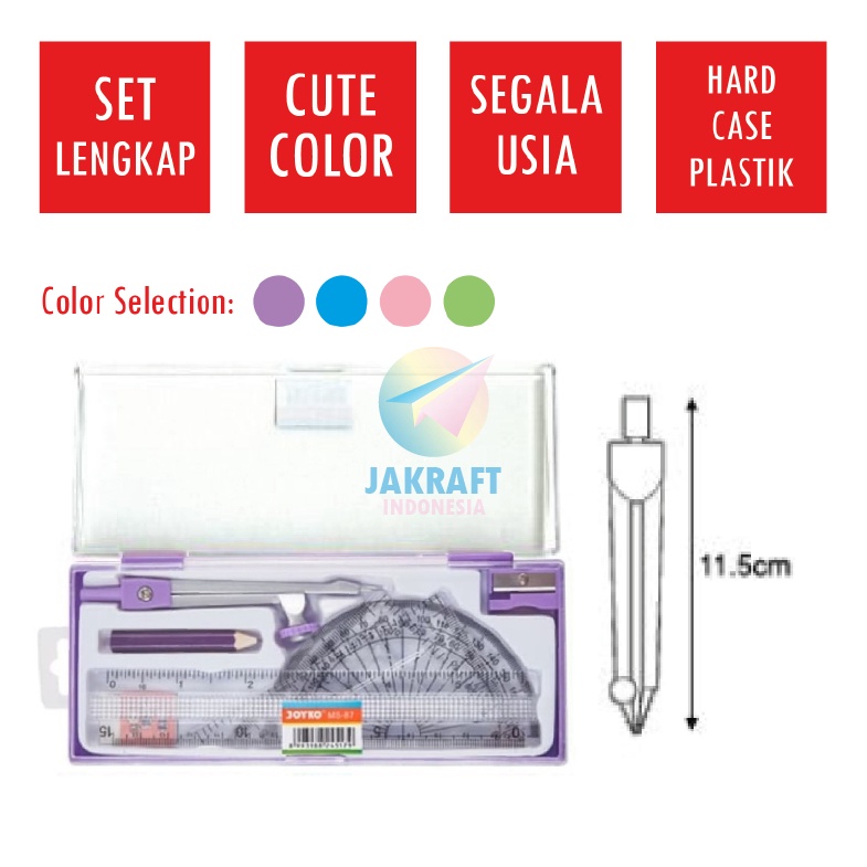 

SUPER 8 Set Paket Math Set Penggaris Busur Mistar Segitiga Jangka JOYKO MS87 Lengkap