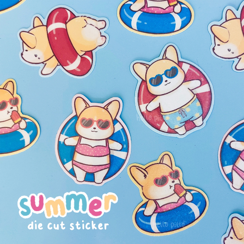 

Hello Pitto Corgi Die Cut Sticker - Summer Series