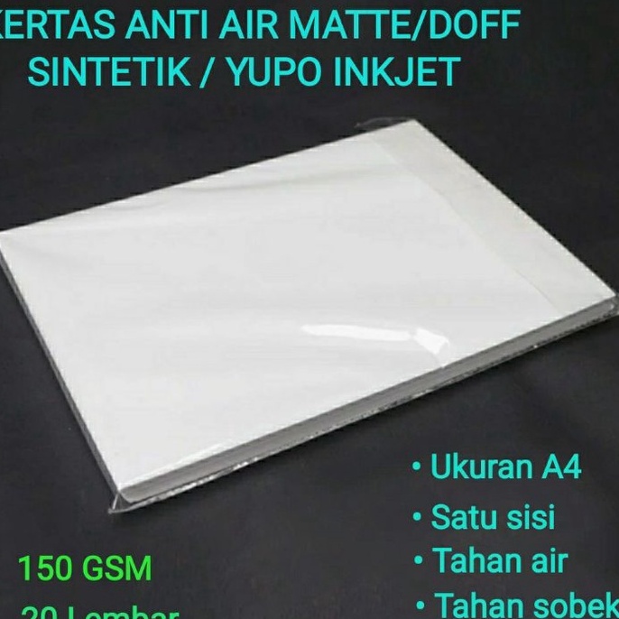 

KF7 Kes Anti Air Doff Synthetic Matte Yupo inkjet A4 isi 2 lembar Wateroof