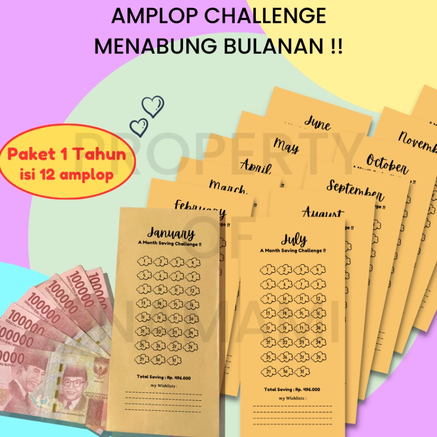 

Premium 12 PCS Amplop Target Menabung Ukuran an Sesuai Amplop Saving Challenge