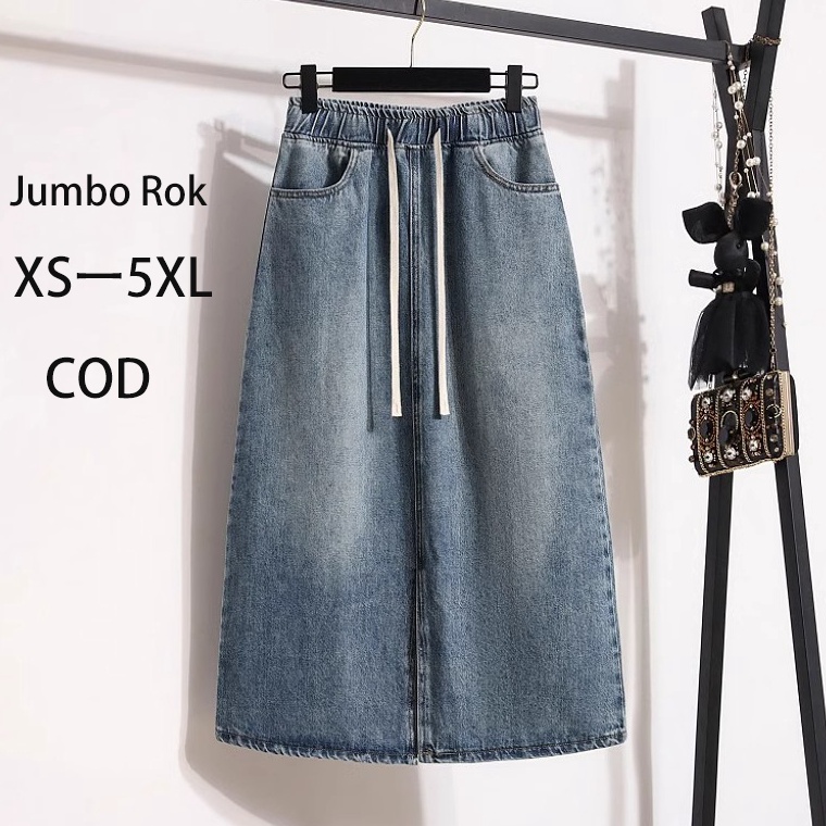 Jangan Ketinggalan order koreanfactoryJumbo midi rok span karet Skirt split depan rok denim korean s
