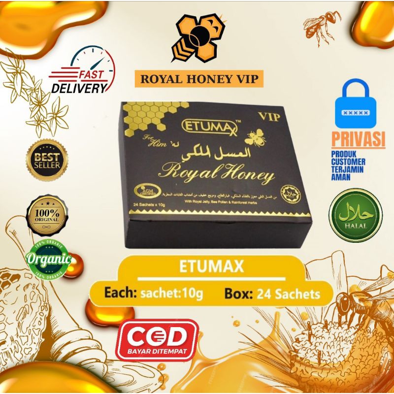 

Etumax Royal Honey VIP For Him Original Box= 24 Sachet EXP 2027