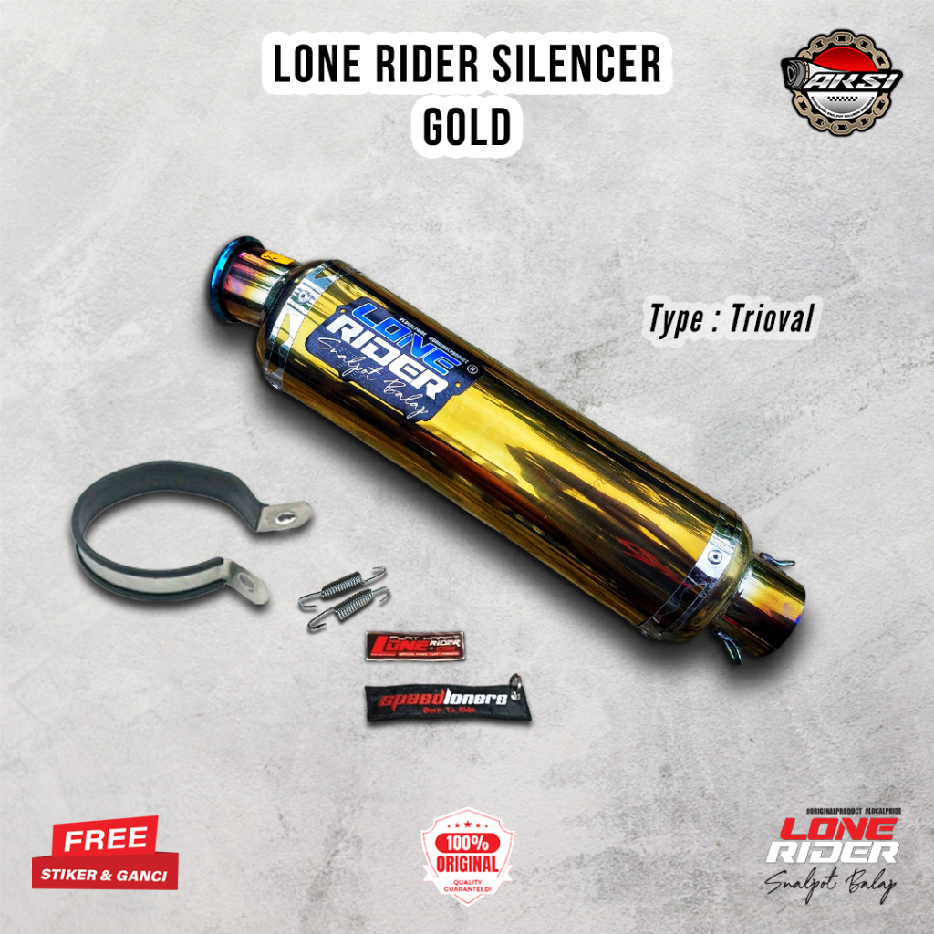 ORIGINAL LONE RIDER Silencer Trioval Gold - Knalpot Racing Lone Rider