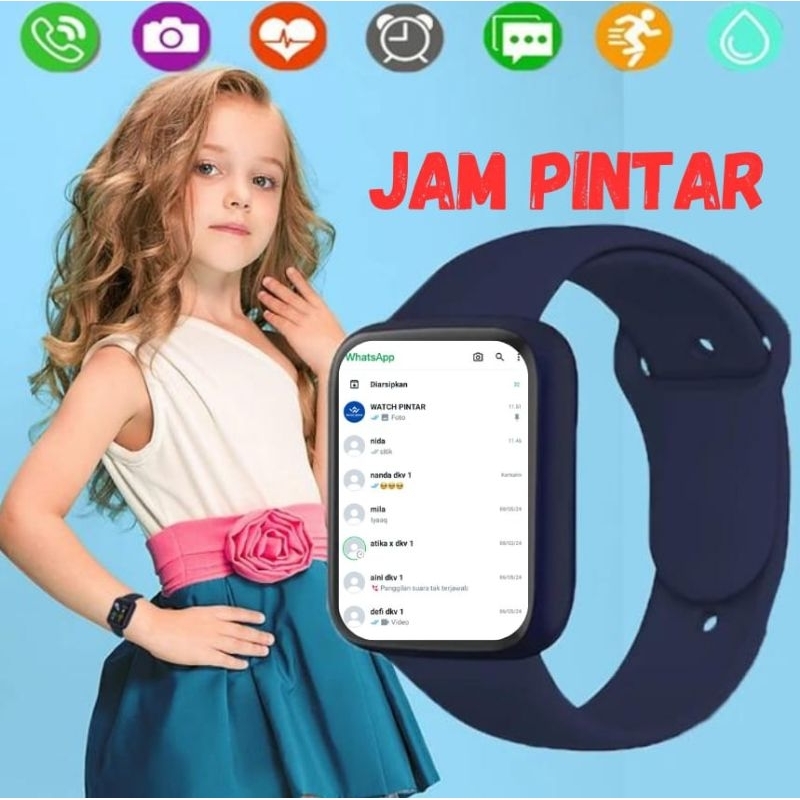 Jam Tangan Hp Pintar Android Smartwatch Anak Pria Wanita Dewasa Led Pelacak Kebugaran