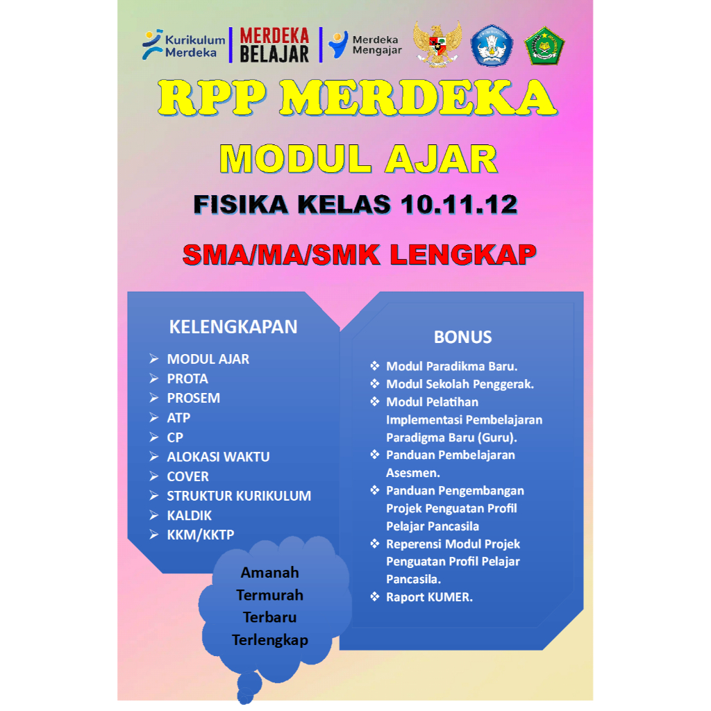 

MODUL AJAR FISIKA KELAS 10.11.12. SMA/MA/SMK LENGKAP KURIKULUM MERDEKA