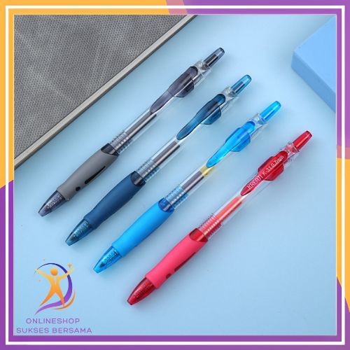 

OSB Pulpen Standard Cetekan Transparant Pena Gel 0.5mm Alat Tulis Kantor Sekolah Pen Pencet Tinta Cair Bolpoint Polos Murah