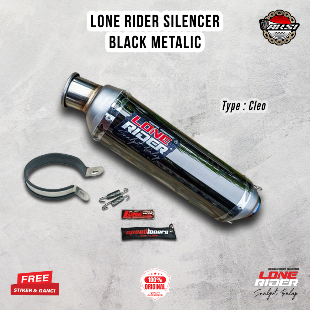 ORIGINAL LONE RIDER Silencer Cleo Black Metalic  - Knalpot Racing Lone Rider