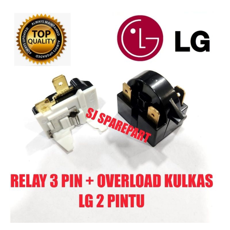 RELAY 3 PIN + PTC OVERLOAD KULKAS LG 2 PINTU