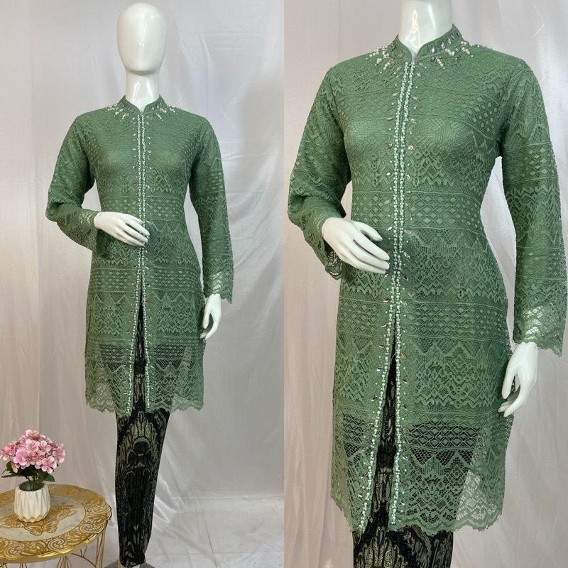 MO.Set kebaya Brokat Payet Hana / Kebaya Modern / Kebaya Ibu Besan / Kebaya Kondangan
