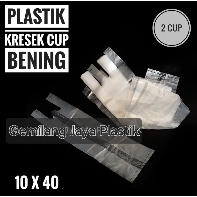 Kantong Gelas 10x40 / HD 2 Cup Bening / Kantong Plastik 2 Gelas 10x40
