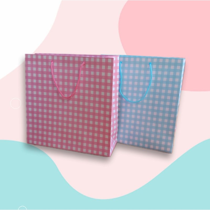 

Paperbag pastel motif kotak-kotak 21x8x22cm