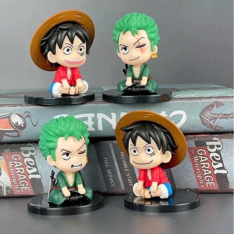 Action Figur Luffi dan Zoro Dekorasi Dasboard Mobil Karakter Anime Jepang / Mainan Anak Miniatur Kar