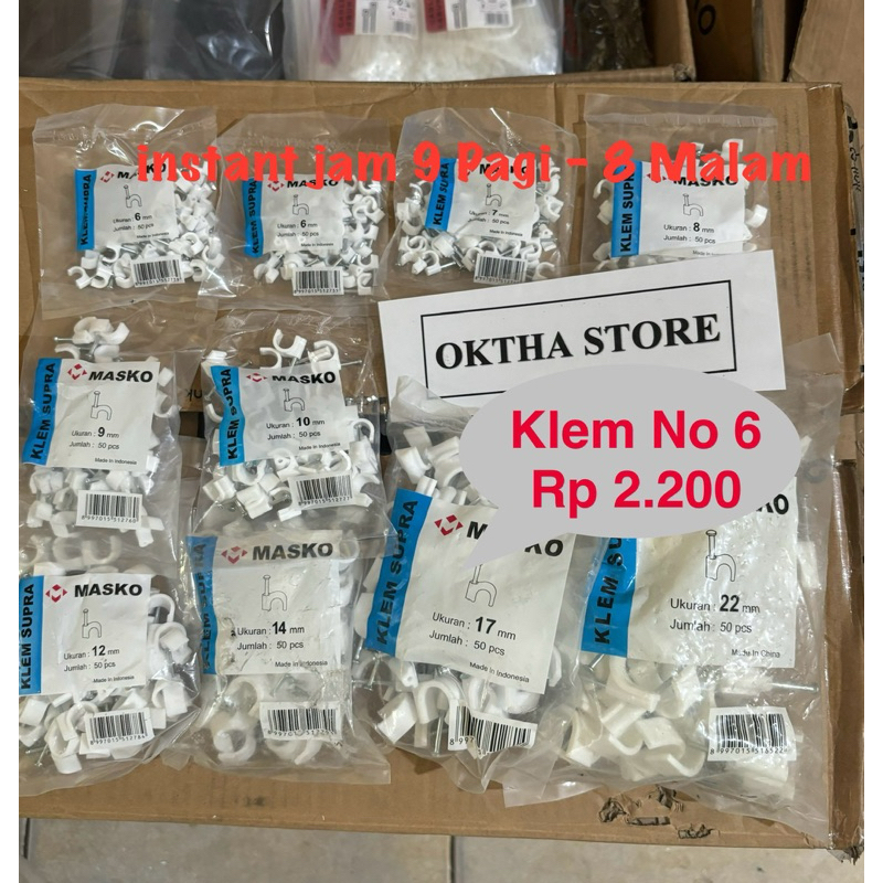 KLEM KABEL PAKU BETON NO 7 MM ( ISI 50 PCS ) MASKO no 7mm / CABLE CLIP LISTRIK
