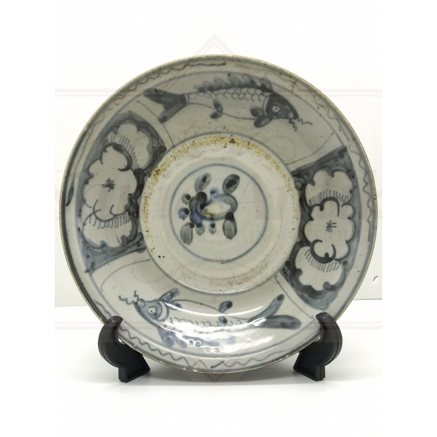 Barang Antik Piring Batu Cina Dinasti Ming Gambar Ikan