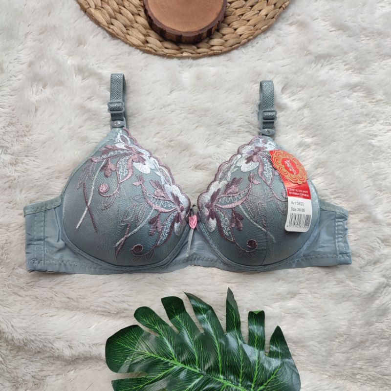 BH Bra Busa Tanpa Kawat Bordir Halus Kait 2 Cup A | Size 34-36-38