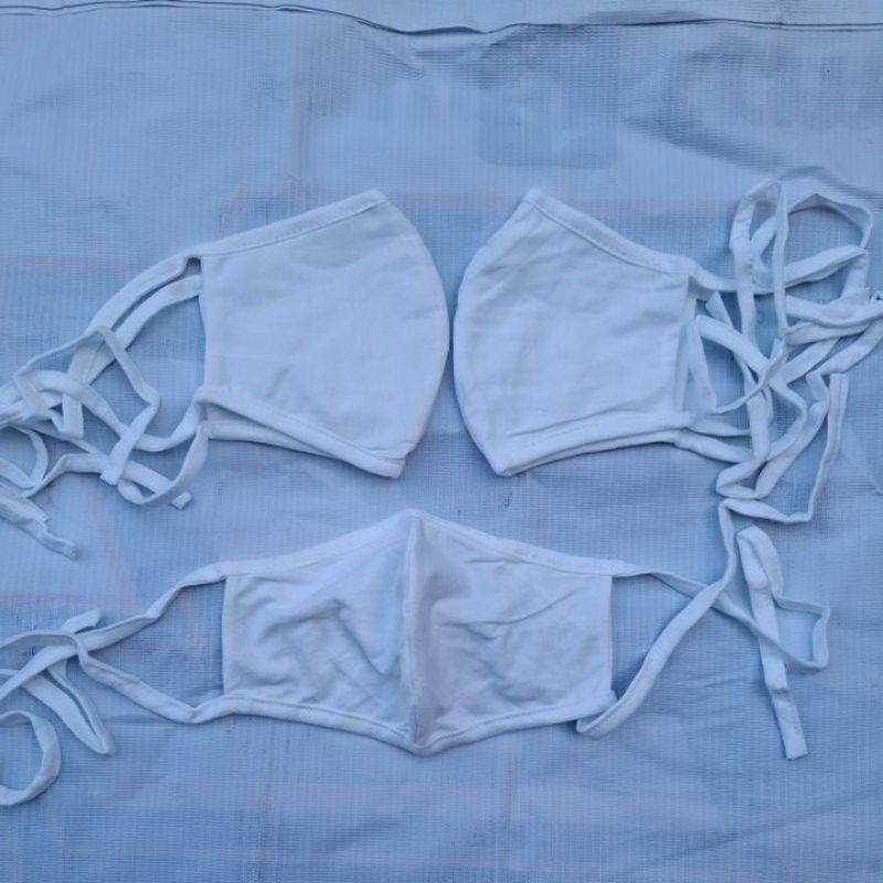 Masker Kain/Masker Mulut/Masker Pabrik putih polos jahitan tengah