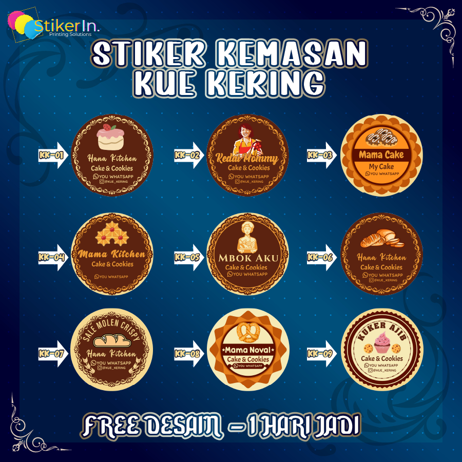 Stiker Kemasan Kue Kering Lable kemasan Stiker Kue-Free Desain Proses cepat