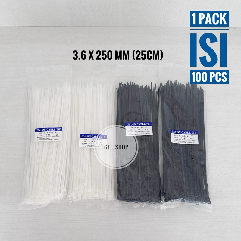 

Kabel Ties 3.6 x 250mm (25cm) PROMO TERMURAH Cabel Tie Putih Isi 100pcs