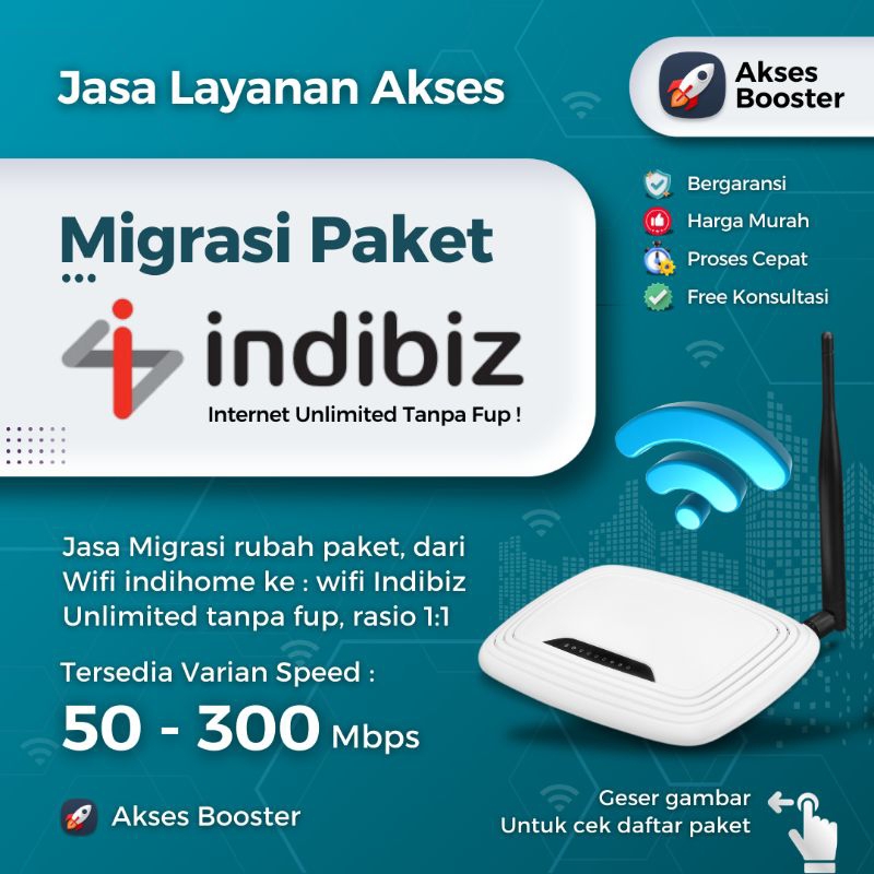 Migrasi Paket Indihome ke Indibiz Unlimited Tanpa Fup 1:1 | Speed 50 - 300 Mbps | 1P Internet Only |
