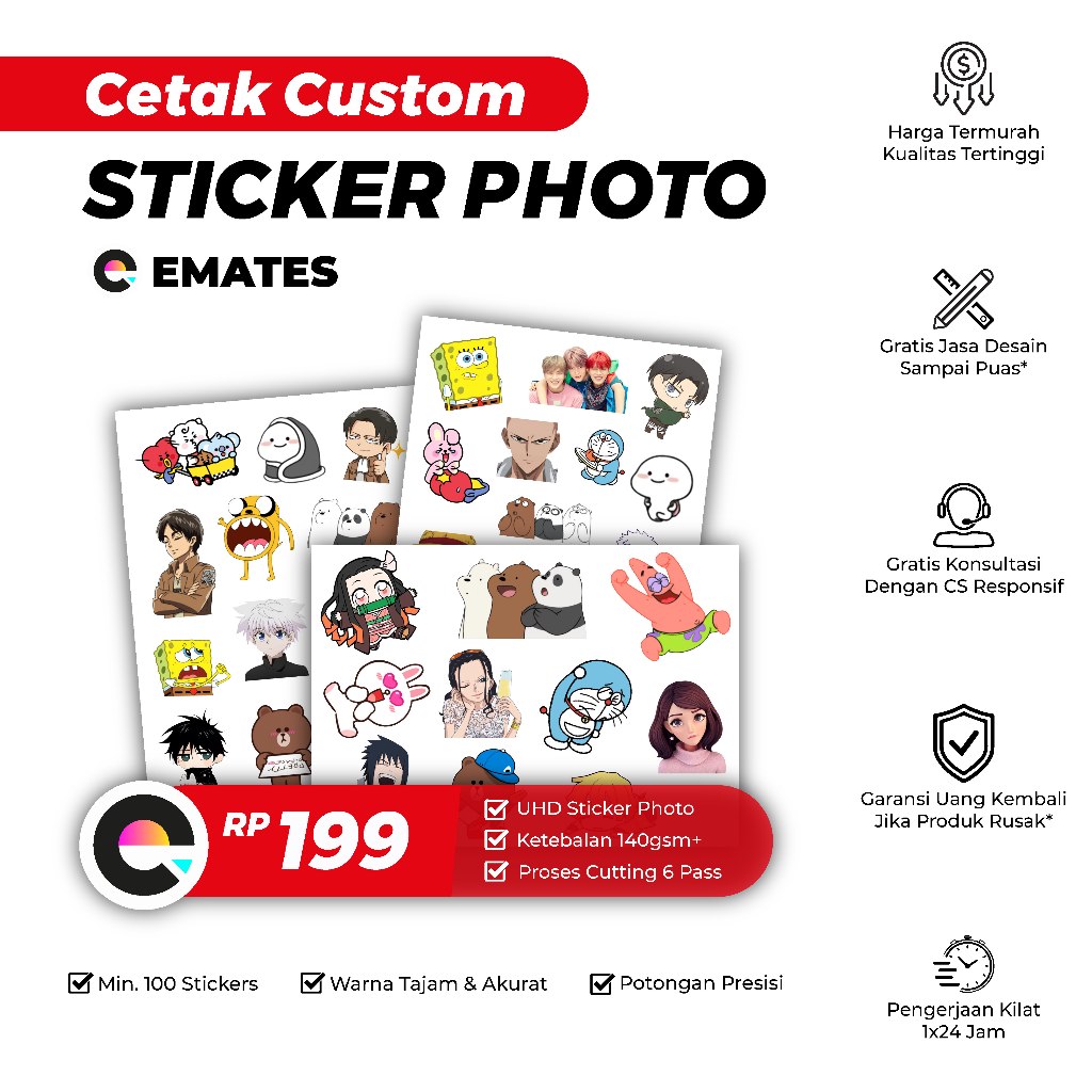 

[Custom] Cetak Custom Stiker Sticker Waterproof Karakter Kpop Anime Kartun 140gsm