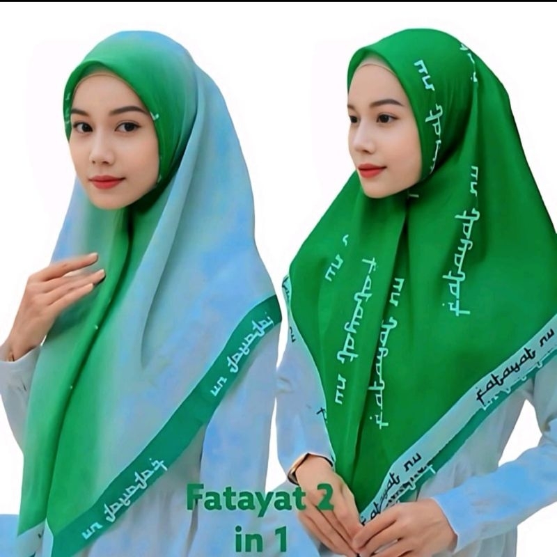 Hijab/Jilbab Kerudung Segi Empat Voal Motif FATAYAT 2in1 Premium Lasercut Terbaru 110×110Cm