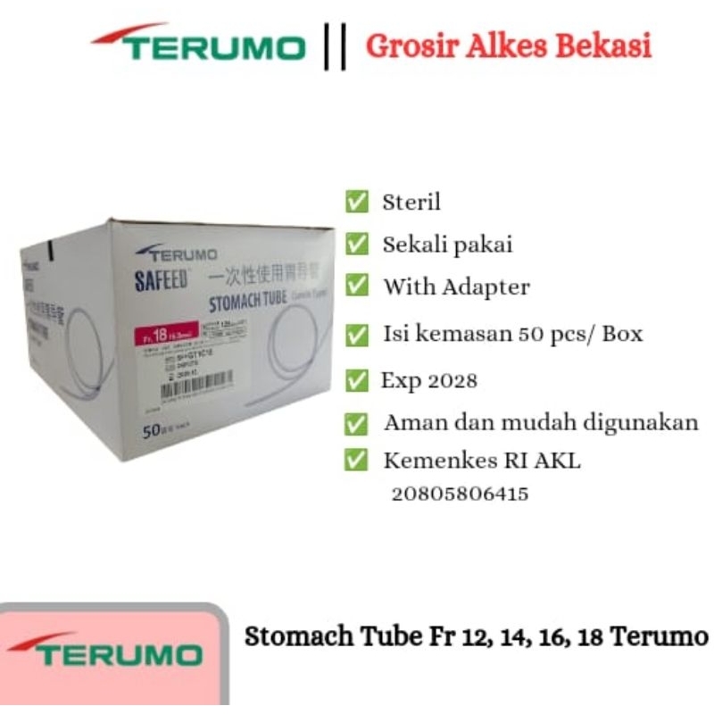 NGT Stomach Tube Terumo/ NGT Terumo Fr 12, 14, 16, 18 Harga/Pcs