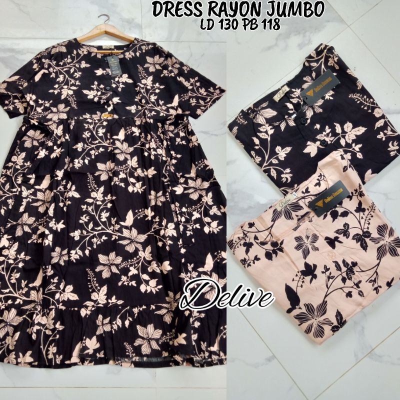 Dress rayon jumbo motif bunga//Dress rayon motif bunga//Dress rayon jumbo